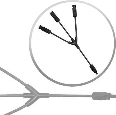 Produktbild von Y Solarstecker Verteiler Buchse für Solarpanel mit Kabel Adapter Paar Solarkabel +/- 3-Fach Verbinder Photovoltaik