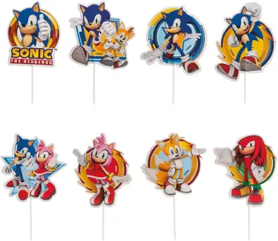 Produktbild von dekora - Sonic Cake Topper Tortendeko – 16 Stück, 10,5 x 7 cm
