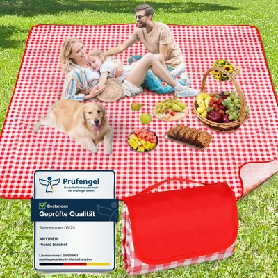 Produktbild von Wasserdichte Picknickdecke, 200x200 cm - Extra große Stranddecke mit Tragegriff