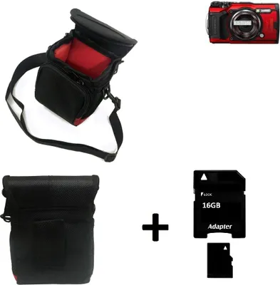 Produktbild von K-S-Trade Kameratasche Fototasche Umhängetasche Schutz Hülle kompatibel mit Olympus TOUGH TG-6 mit Zusatzfach und teilbaren Innenraum mit Trennwand