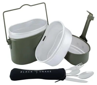 Produktbild von Black Snake® Aluminium Kochgeschirr mit 'lunch' Camping Besteck Essgeschirr Set - 1 Person - Set