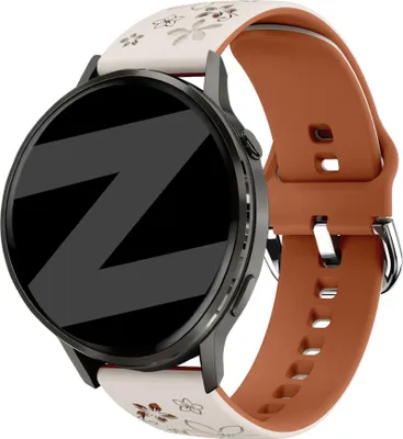 Produktbild von Bandz Silikonarmband, passend für Garmin Vivoactive 4s / Vivomove 3s / Venu 4 (41 mm) / Venu 3s / Venu 2s / Forerunner 265s  – Schwarz/Hellrosa