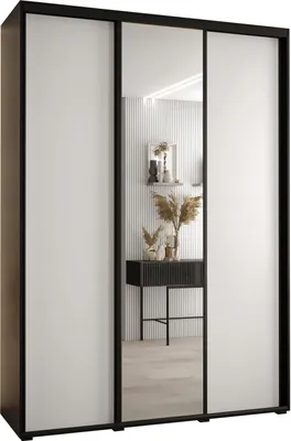 Produktbild von MEBLE KRYSPOL Davos 3 Schrank, drei Türen - 235,2x180x45 cm - Schwarz Weiß Schwarz