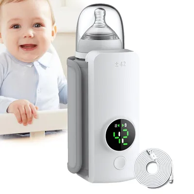 Produktbild von Tragbarer Flaschenwärmer Baby, Flaschenwärmer Baby Unterwegs, 6000 MAh Drahtloses Milchwärmer mit Intelligenter, Reiseflaschenwärmer