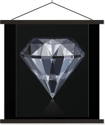 Produktbild von MuchoWow® Textilposter Eine Illustration eines glänzenden Edelsteins auf schwarzem Hintergrund 120x90 cm mit schwarzem Rahmen - Aufhänger für Poster