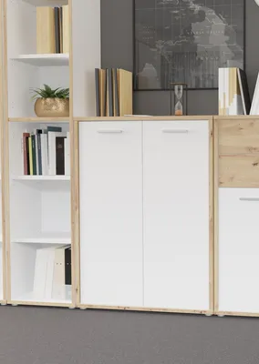 Image de Stauraumschrank >Keflavik< in braun,weiß - 84,5x115,1x41,5cm (BxHxT)