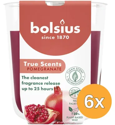 Productafbeelding van 6x Bolsius Geurglas 80/73 True Scents Pomegranate (1 stuk)