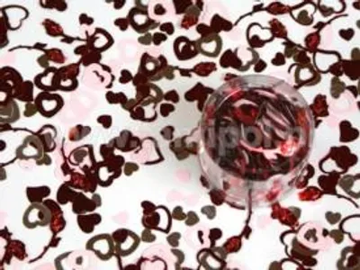 Produktbild von Konfetti Herzen rot silber pink 14 g.
