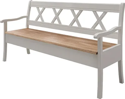 Produktbild von Bank 180cm mit Stauraum, Kiefer weiß mit Eiche, ESBJERG-69