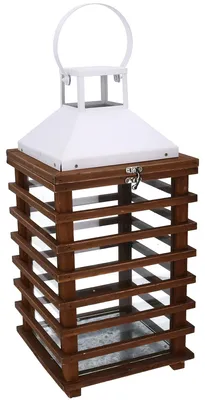 Immagine prodotto di Lanterna in legno marrone rettangolare cm 23,5x23xh49