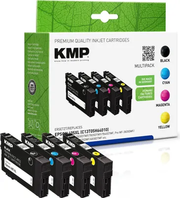 A multipack of KMP inkjet cartridges for Epson printers, shown with its packaging.