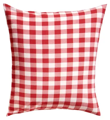 Produktbild von Seersucker Kissenbezug karo in Wendeoptik rot-weiß Größe 80x80 cm - für die warme Jahreszeit, bügelfrei, schnell trocknend, mit Reißverschluss