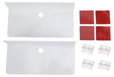 Image de Lot de 2 étagères flottantes adhésives, à fixer au mur, pour rangement et présentation, en acier au carbone, de couleur blanche, idéales pour la salle de bain, la cuisine ou le bureau
