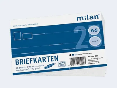 Produktbild von Milan Briefkarten 25 Stück 190g weiß