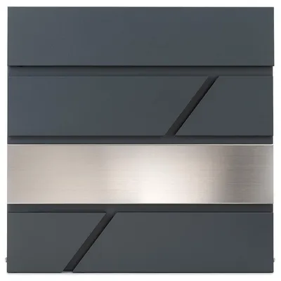 Produktbild von Verda Briefkasten mit Zeitungsfach, 37 x 37 x 11 cm, Anthrazit RAL7016, Silber, 2X Schlüssel, Montagematerial Postkasten Designer Briefkasten