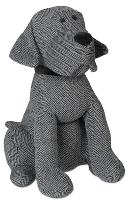 Immagine prodotto di TRANKIELO® - Fermaporte decorativo a forma di cane - Fermaporte in tessuto resistente, riempito di sabbia - Per uso interno - Grigio - 28 x 17 x 19 cm