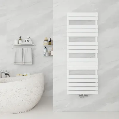 Produktbild von Badheizkörper Design Flach Heizkörper Handtuchhalter Handtuchtrockner 1600 x 600 mm Weiß Vertikal Garade mit Mittelanschluss Heizung Handtuchwärmer