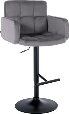 Immagine prodotto di Elegante sgabello da bar in velluto - seduta da bar - girevole a 360° e regolabile | Colore: grigio scuro, colore base: nero