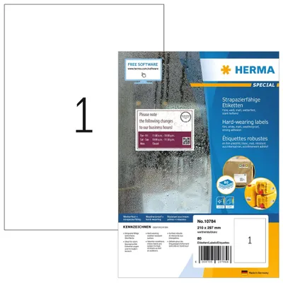 Produktbild von HERMA 10784, Gestanztes Etikett, 21 cm, 29,7 cm, 1 Stück(e)