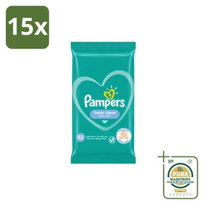 Productafbeelding van 15 x Pampers Fresh Clean vochtige doekjes - voorraadverpakking - 15 stuks