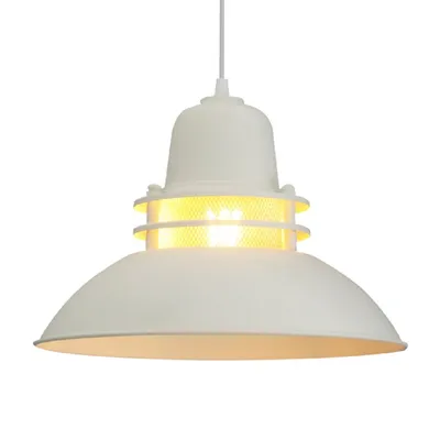 Produktbild von Pendelleuchte Hängelampe weiß Metall Ø34 cm E27 Retro Lampe