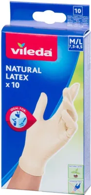 Obrázek produktu pro Vileda Natural Latex Rukavice Jednorázové M/L 10 Ks 170982