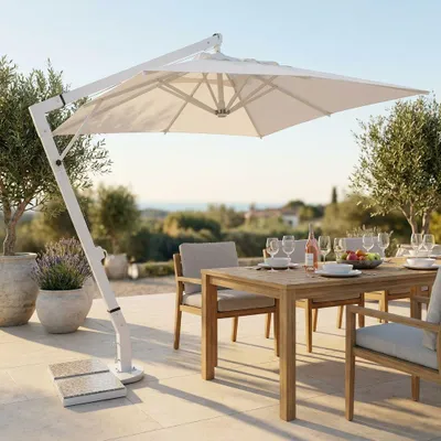 Immagine prodotto di Milani Home - Ombrellone Da Giardino 3x4 Palo Laterale Bianco Per Esterno Ristorante Gelateria Bar Hotel Albergo - Bianco