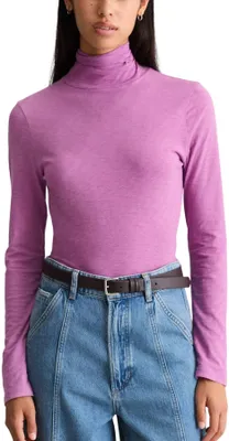 Produktbild von Marc OߴPolo Denim Damen Langarmshirt mit Rollkragen Slim Fit, Lila (Smoky Grape)
