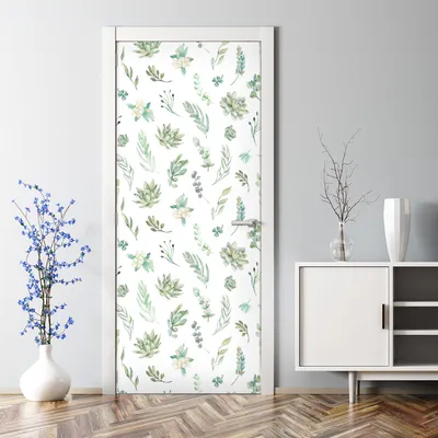 Produktbild von Dekorative Türfolie selbstklebend Klebefolie Aufkleber Abnehmbarer Aquarell Blätter 85 x 200 cm