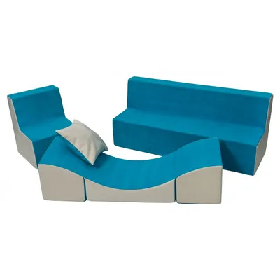 Produktbild von Kindermöbel-Set: Sessel + Sofa + blau-beige Chaiselongue