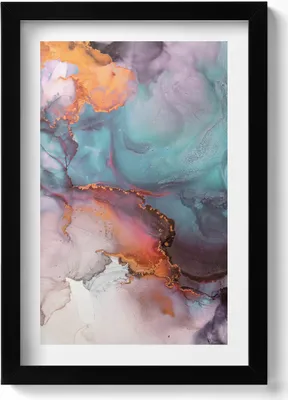 Produktbild von Flüssige Abstraktion mit Gold– Wandbild mit Rahmen – Gerahmtes Bild  – Wanddekoration – 20x30 cm – Schwarz