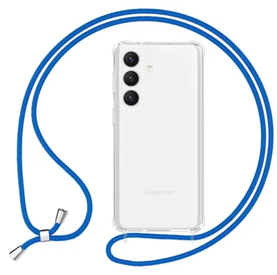 Image de NALIA Housse transparente avec chaîne pour Samsung Galaxy S24 Housse transparente et solide avec cordon bleu