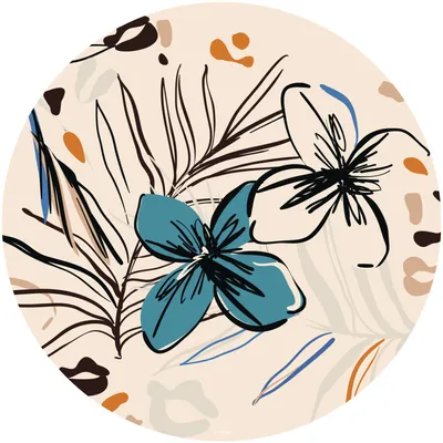 Produktbild von Sanders & Sanders selbstklebende runde Tapete Blumenmuster Beige, Blau und Orange - 601281 - Ø 140 cm