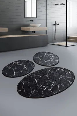 Produktbild von Mijolnir, Marble - Black, Badematten, Schwarz, Polyester, 60 x 100 cm