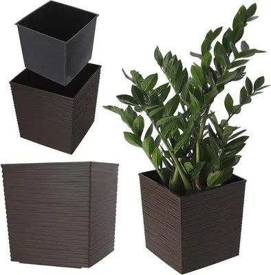 Produktbild von Pflanzkübel aus wetterfestem Kunststoff - Leichte Blumentopf für Balkon, Terrasse und Innenbereich - Höhe 19 cm