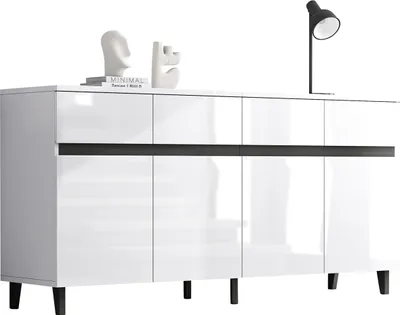 Produktbild von Hochglanz Sideboard, Kommoden,Highboard, Schubladenkommoden mit 4 Schubladen2 Türen und höhenverstellbaren Regalböden,Eckschränke,Schränke