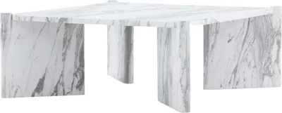 Zdjęcie produktu dla FURNLUX Stolik kawowy Rogaland Marble White 100cm / Hauptfarbe: Weiß / Abmessungen: 100 x 100 x 40 cm