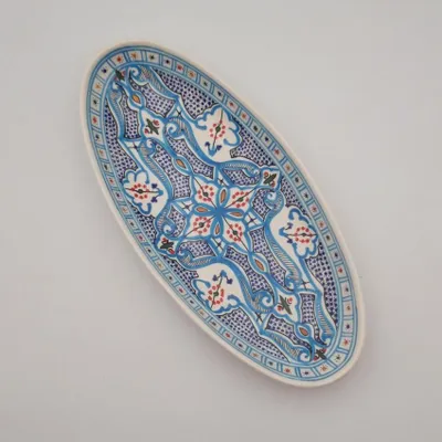 Image de Plat ovale Marocain turquoise - L 40 cm