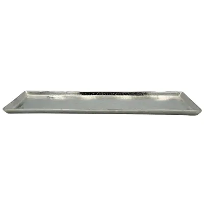 Zdjęcie produktu dla Taca dekoracyjna metalowa 44x13 cm srebrna Taca na świece Taca dekoracyjna Taca dekoracyjna prostokątna