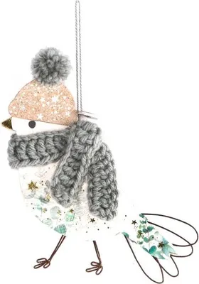 Produktbild von Wintervogel Blumen/Sterne, grauer Schal