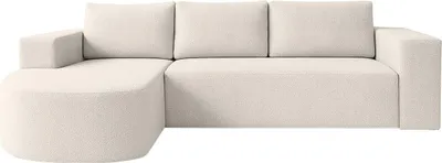 Produktbild von FEDVE Ecksofa Tolga aus Bouclé-Stoff mit Schlaffunktion, Ecru