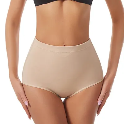 Produktbild von Damen-Shapewear-Slip, hoch taillierter Bauchweg-Slip, formende Shorts, Miederhose, figurformende Unterwäsche, Unterkleid-Shorts, kurze Shorts, Größe L