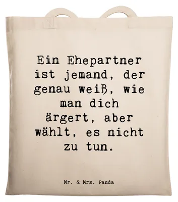 Produktbild von Mr. & Mrs. Panda Shopping Tasche Spruch Ehepartner Liebe - Transparent - Geschenk, Verständnis, Laptoptasche, Respekt, Lächeln, Schultasche, dokumententasche, Harmonie