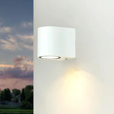 Produktbild von AALBORG Kompakte Außenleuchte Wandstrahler in Weiß GU10 Downlight Außen Beleuchtung Haus Hof Terrasse