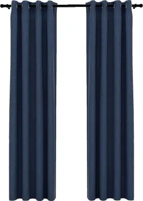 Produktbild von vidaXL Verdunkelungsvorhänge Ösen Leinenoptik 2 Stk. Blau 140x245 cm