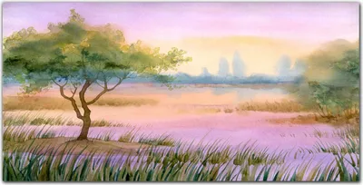 Produktbild von Coloray Bild aus Leinwand 140x70 Leinwand Dekoration - Aquarelle Baum Wasser