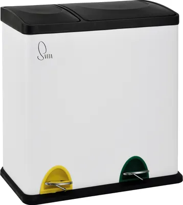 Image de SVITA TC2Combo35 Poubelle 35 litres 12+23l Poubelle à pédale Système de tri cuisine blanc