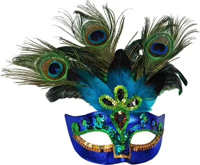 Produktbild von Elegante Pfauen-Federmaske für Frauen Blau