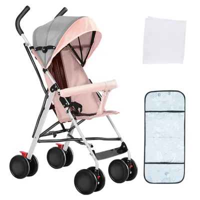 Produktbild von Kinderwagen Buggy Kinderbuggy Sportwagen klein zusammenklappbar Reisebuggy mit Fünf-Punkt-Gurt für ab 6 Monate Rosa