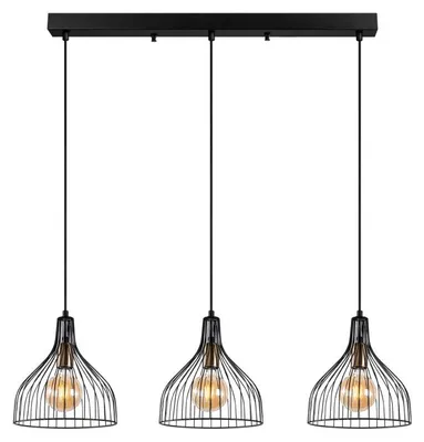 Image de Suspension Luminaire en métal noir antique - 94 x 25 x H 121 cm - 3 x E27 Max 40W - IP20
